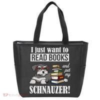 Funny Read Books Miniature Schnauzer Lover Tote Bag thumb 0