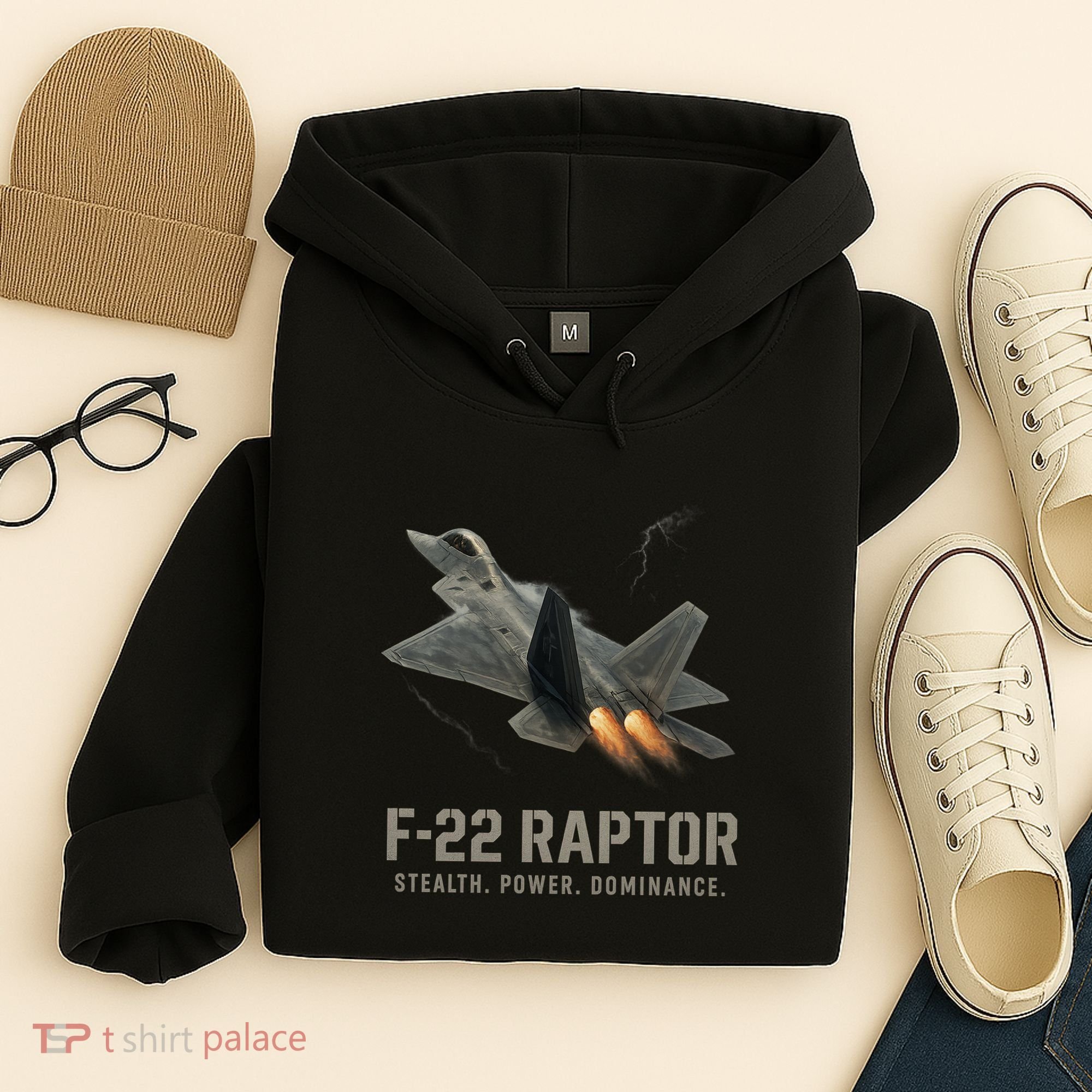 F-22 Raptor Banking Through Storm Clouds Hoodie