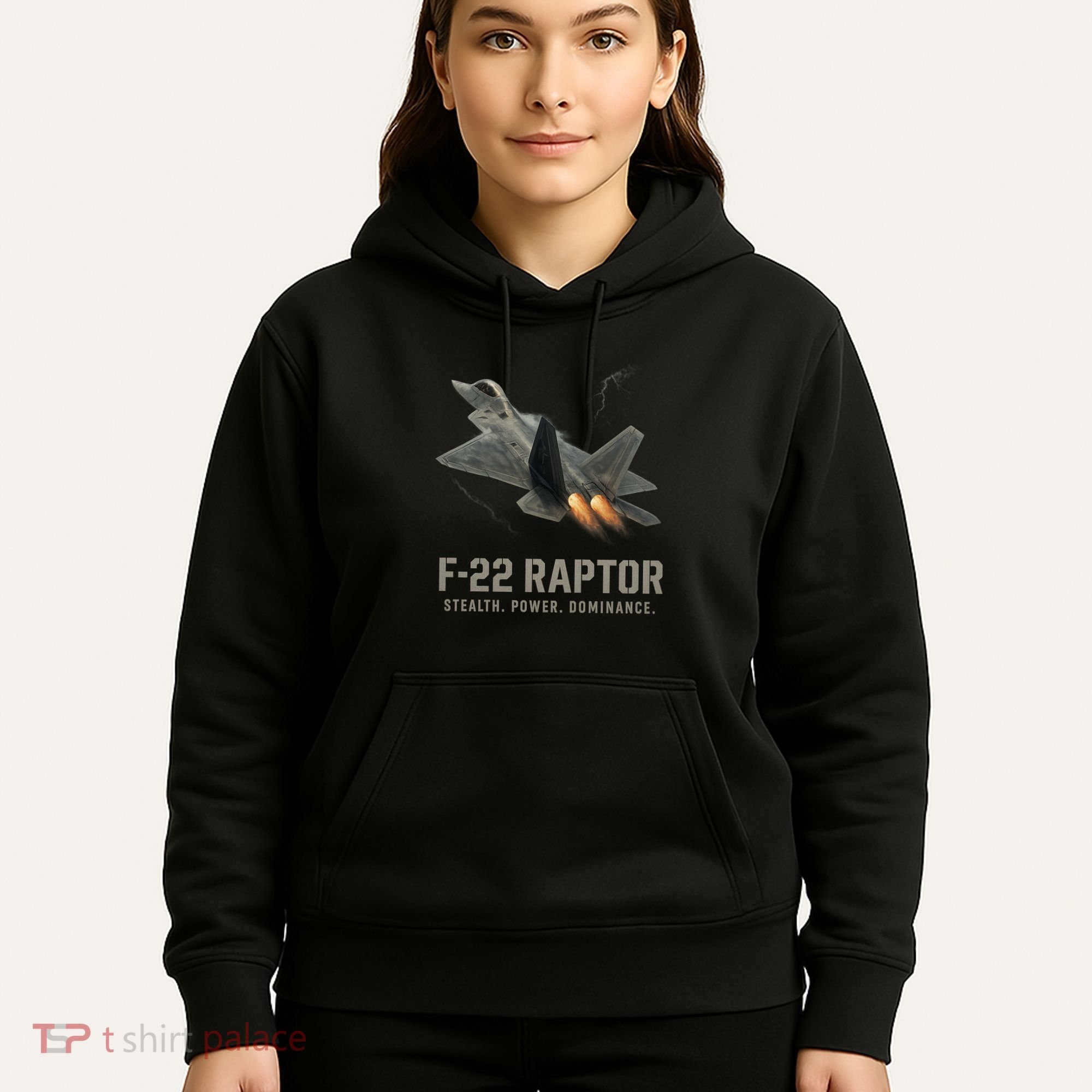 F-22 Raptor Banking Through Storm Clouds Hoodie
