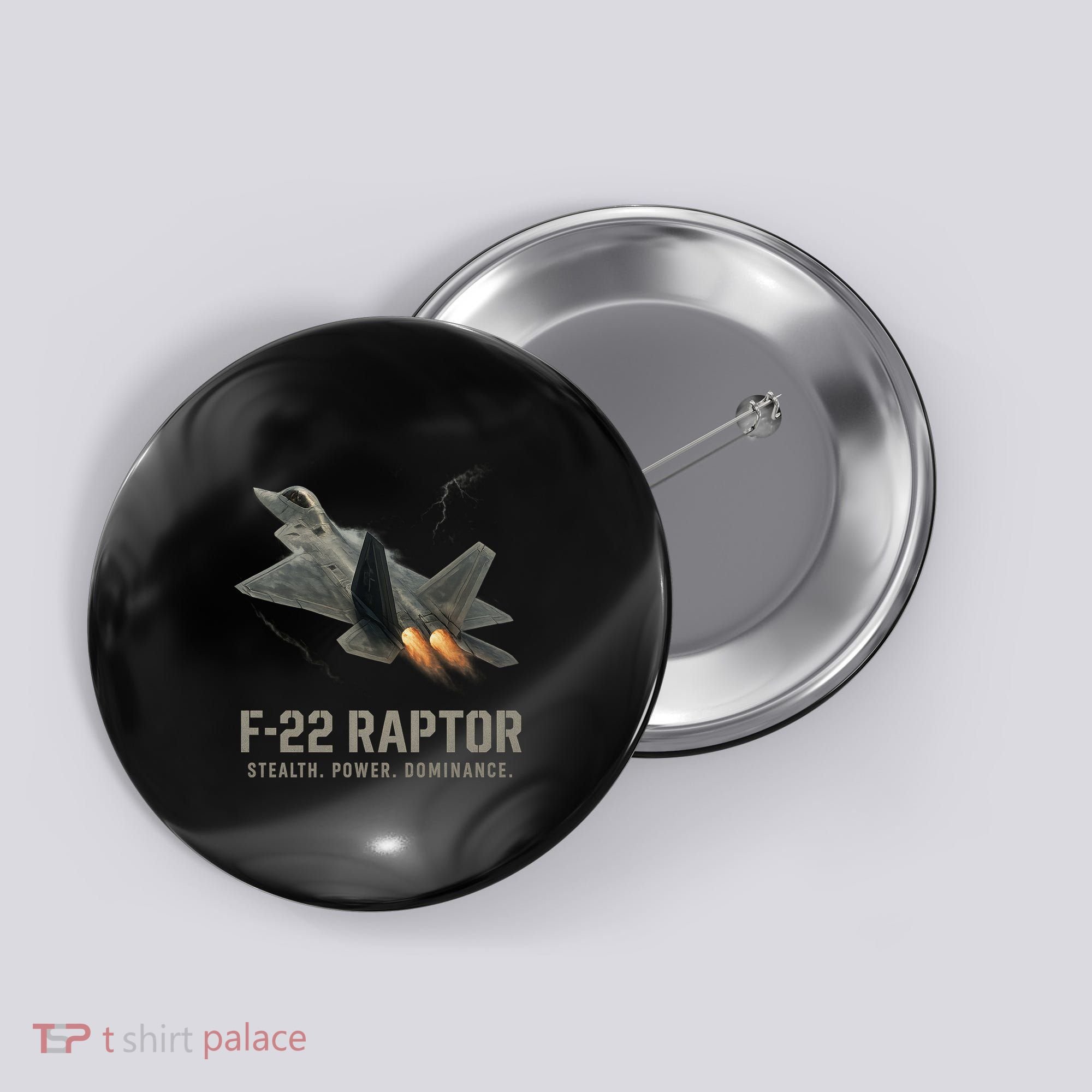 F-22 Raptor Banking Through Storm Clouds Button
