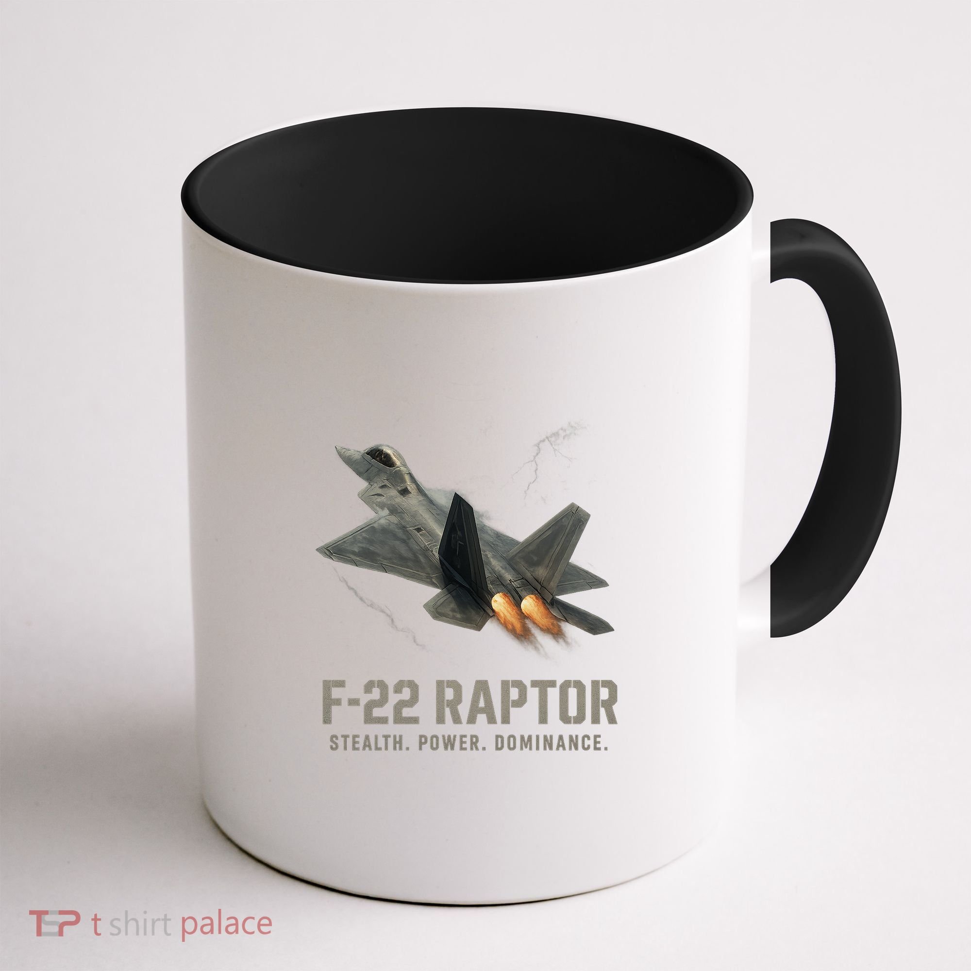 F-22 Raptor Banking Through Storm Clouds Coffee Mug