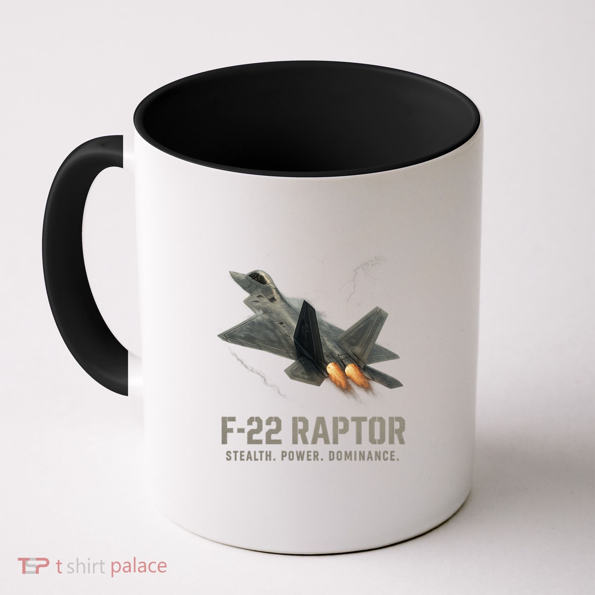 F-22 Raptor Banking Through Storm Clouds Coffee Mug