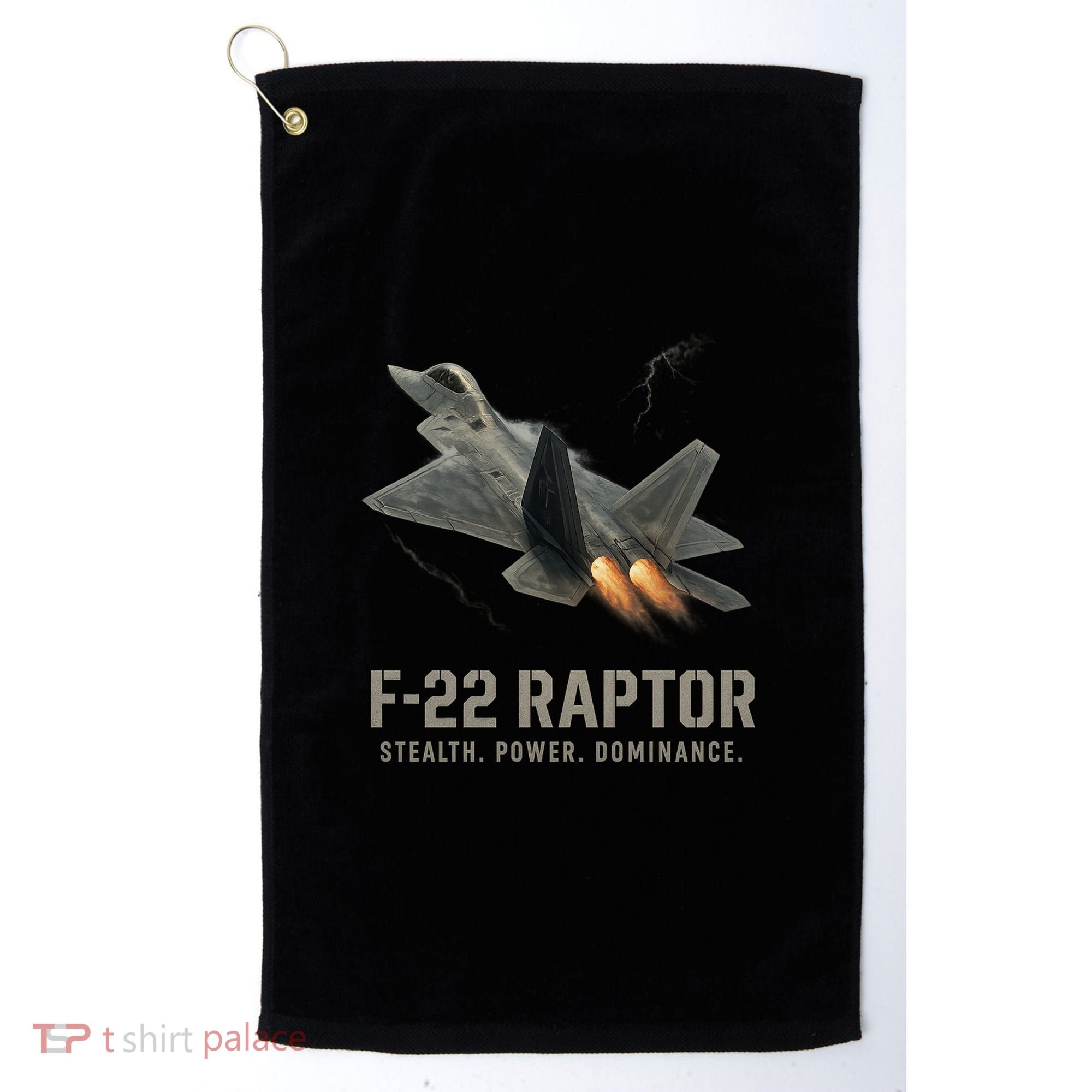 F-22 Raptor Banking Through Storm Clouds Golf Towel