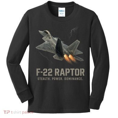 F-22 Raptor Banking Through Storm Clouds Kids Long Sleeve Shirt