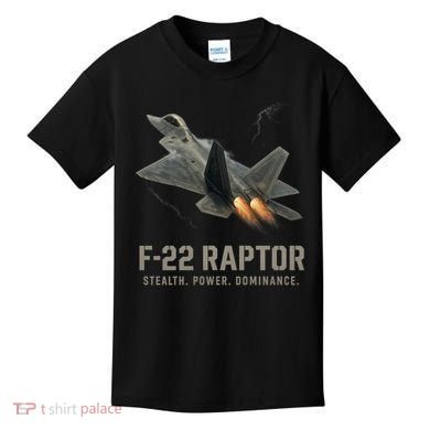 F-22 Raptor Banking Through Storm Clouds Kids T-Shirt
