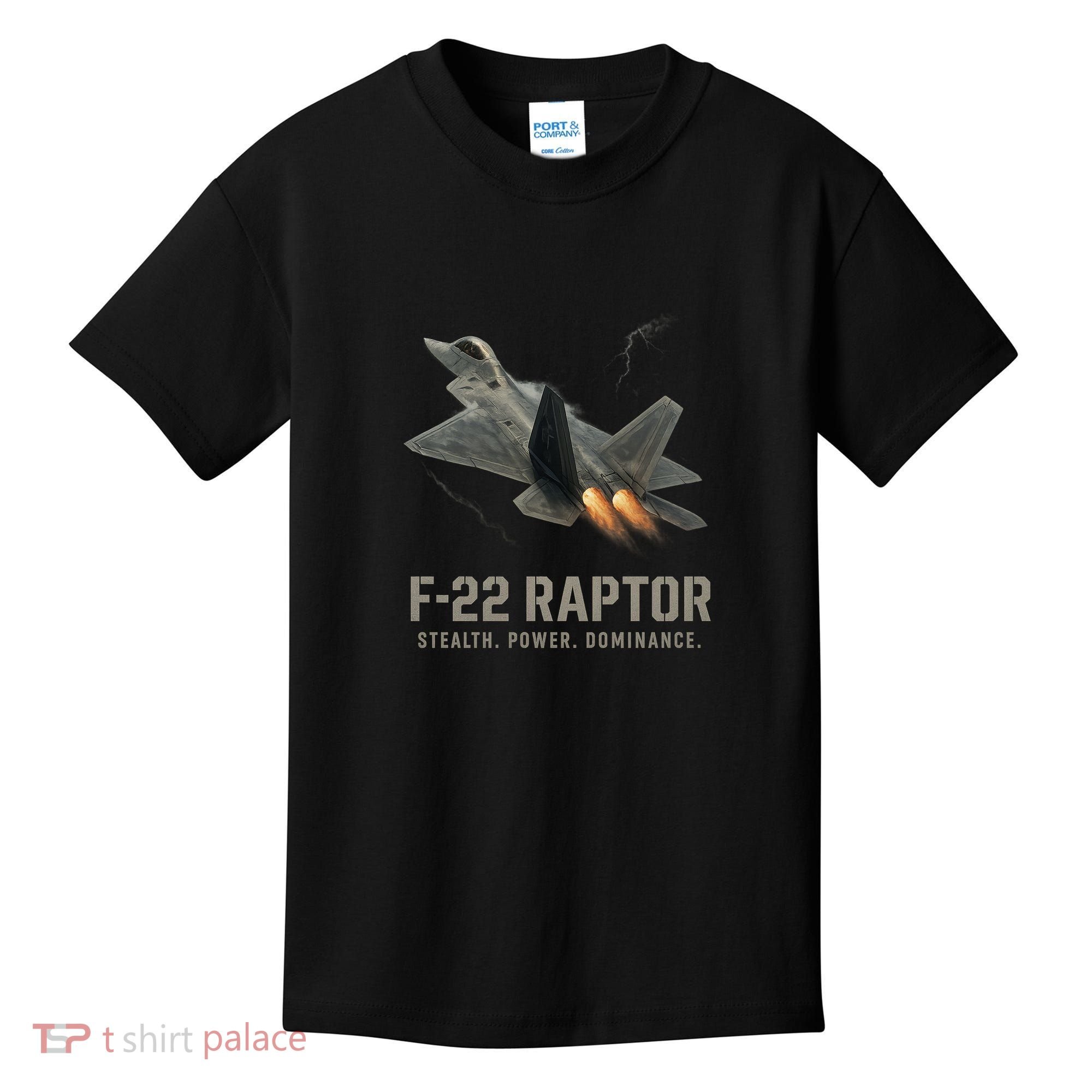 F-22 Raptor Banking Through Storm Clouds Kids T-Shirt