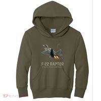 F-22 Raptor Banking Through Storm Clouds Kids Hoodie thumb 0