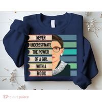 Feminist Ruth Bader Ginsburg RBG Quote Girl With Book Sweatshirt thumb 2