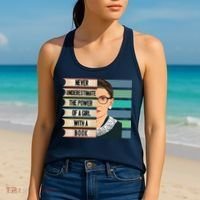 Feminist Ruth Bader Ginsburg RBG Quote Girl With Book Women's Tank Top thumb 2