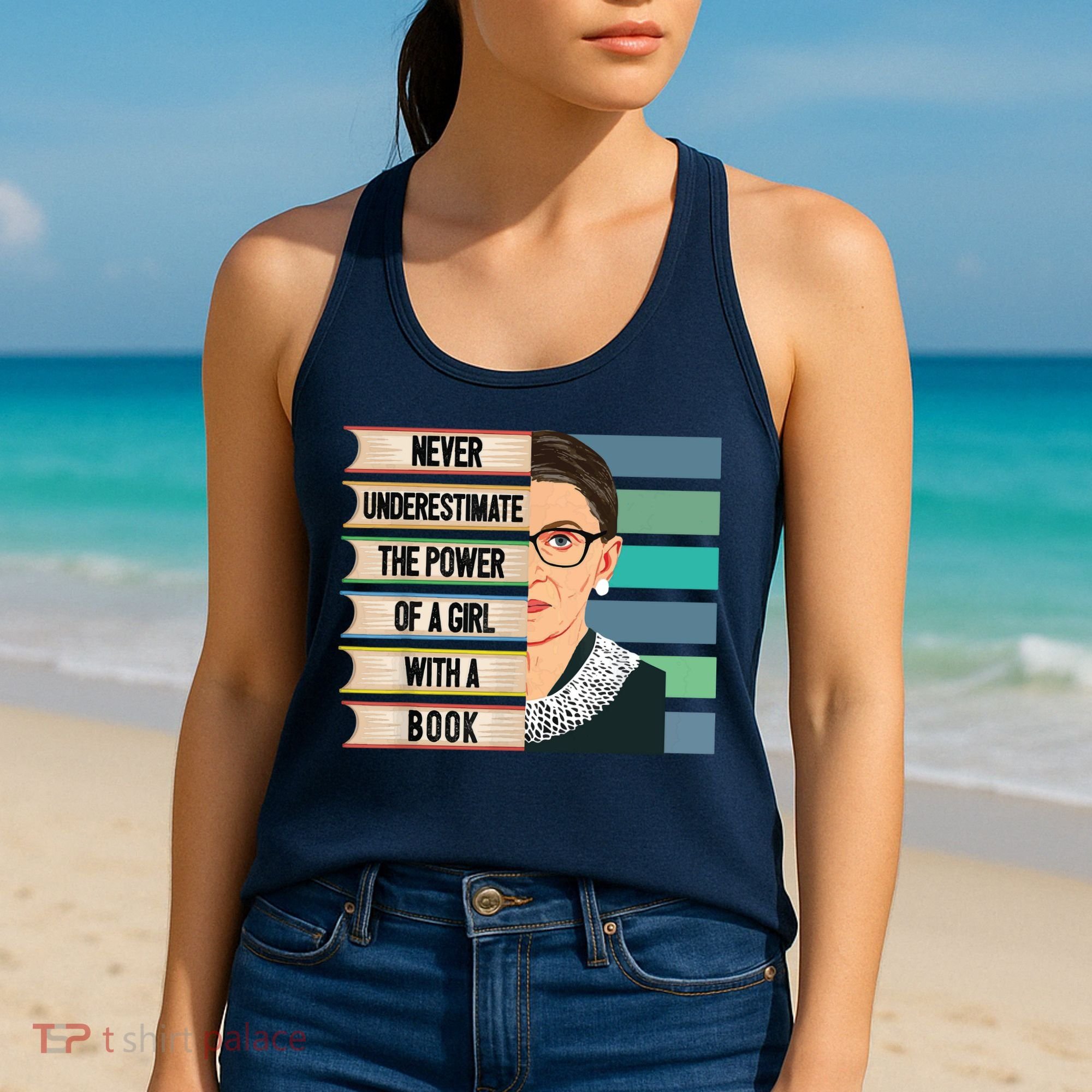 Feminist Ruth Bader Ginsburg RBG Quote Girl With Book Women's Tank Top