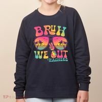 Funny Retro Bruh We Out Teachers Women's Sweatshirt thumb 0