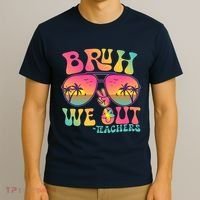 Funny Retro Bruh We Out Teachers T-Shirt thumb 3
