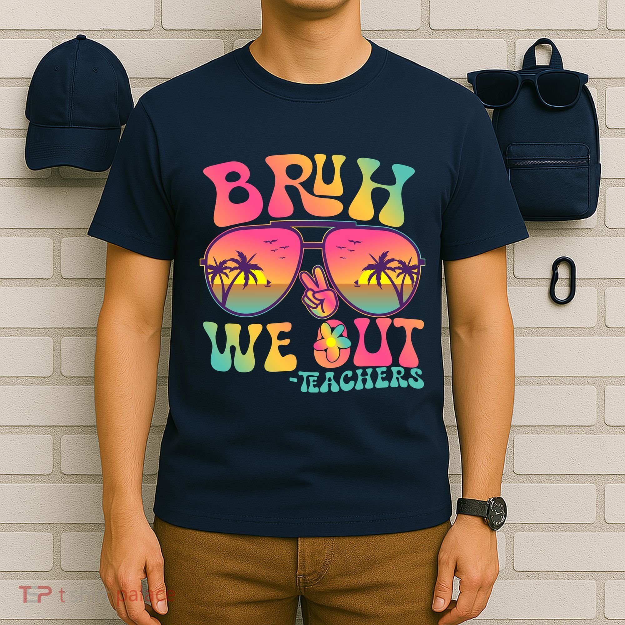 Funny Retro Bruh We Out Teachers T-Shirt