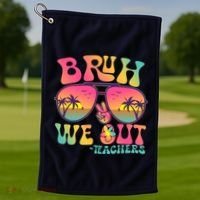 Funny Retro Bruh We Out Teachers Golf Towel thumb 1