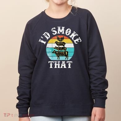 Funny Retro BBQ Party Smoker Chef I'd Smoke That Women's Sweatshirt