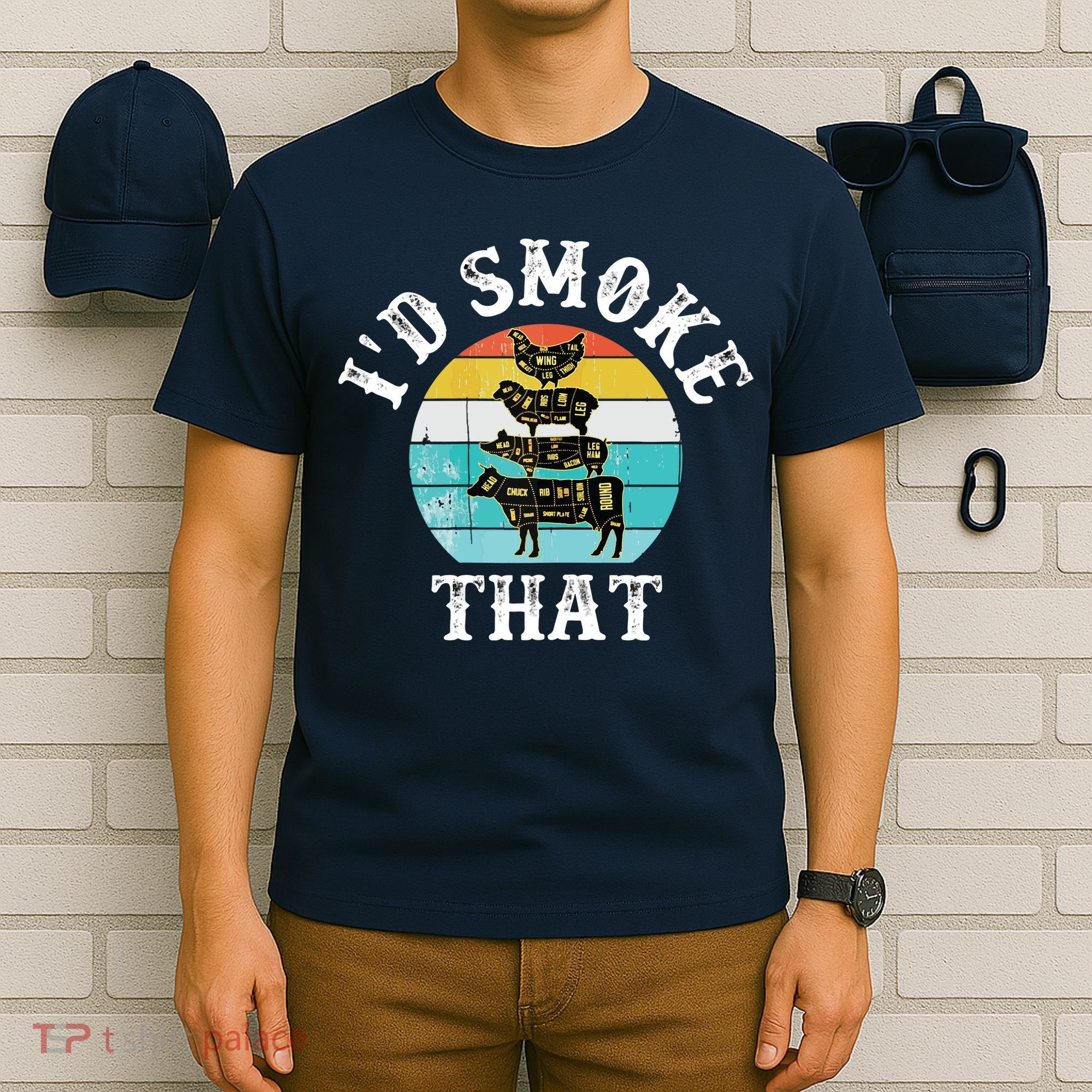 Funny Retro BBQ Party Smoker Chef I'd Smoke That T-Shirt