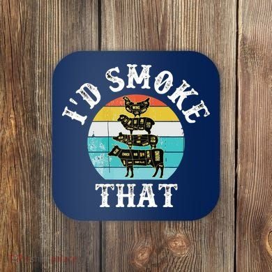 Funny Retro BBQ Party Smoker Chef I'd Smoke That Coaster