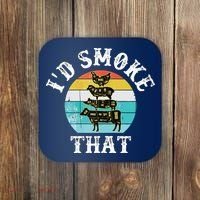 Funny Retro BBQ Party Smoker Chef I'd Smoke That Coaster thumb 0