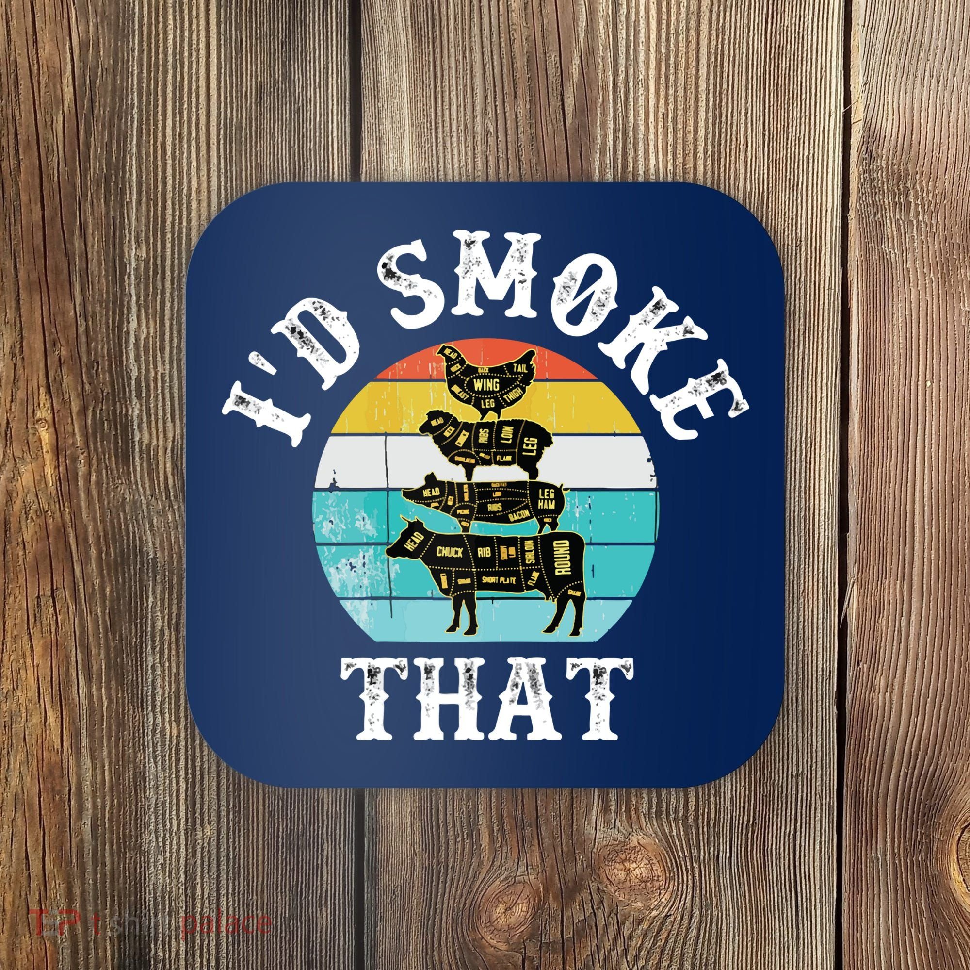 Funny Retro BBQ Party Smoker Chef I'd Smoke That Coaster