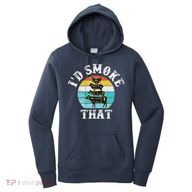 Funny Retro BBQ Party Smoker Chef I'd Smoke That Women's Hoodie