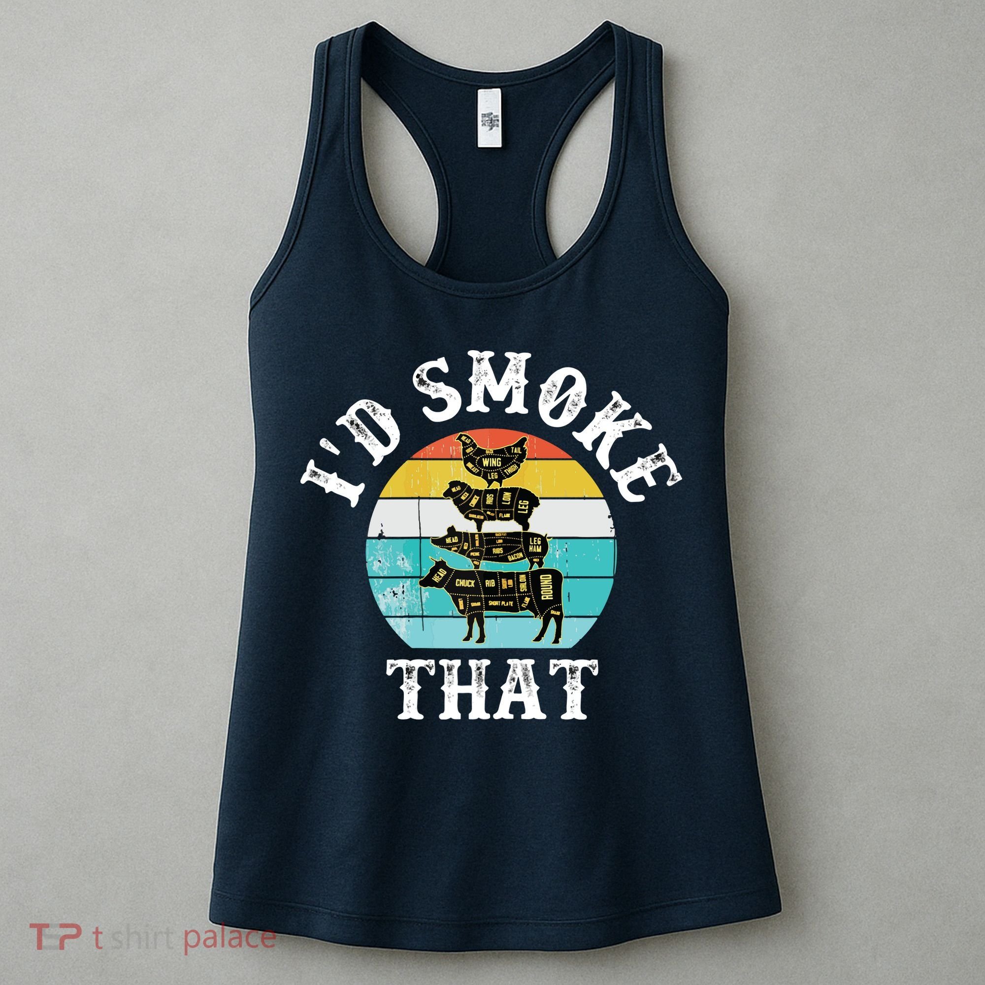 Funny Retro BBQ Party Smoker Chef I'd Smoke That Women's Tank Top