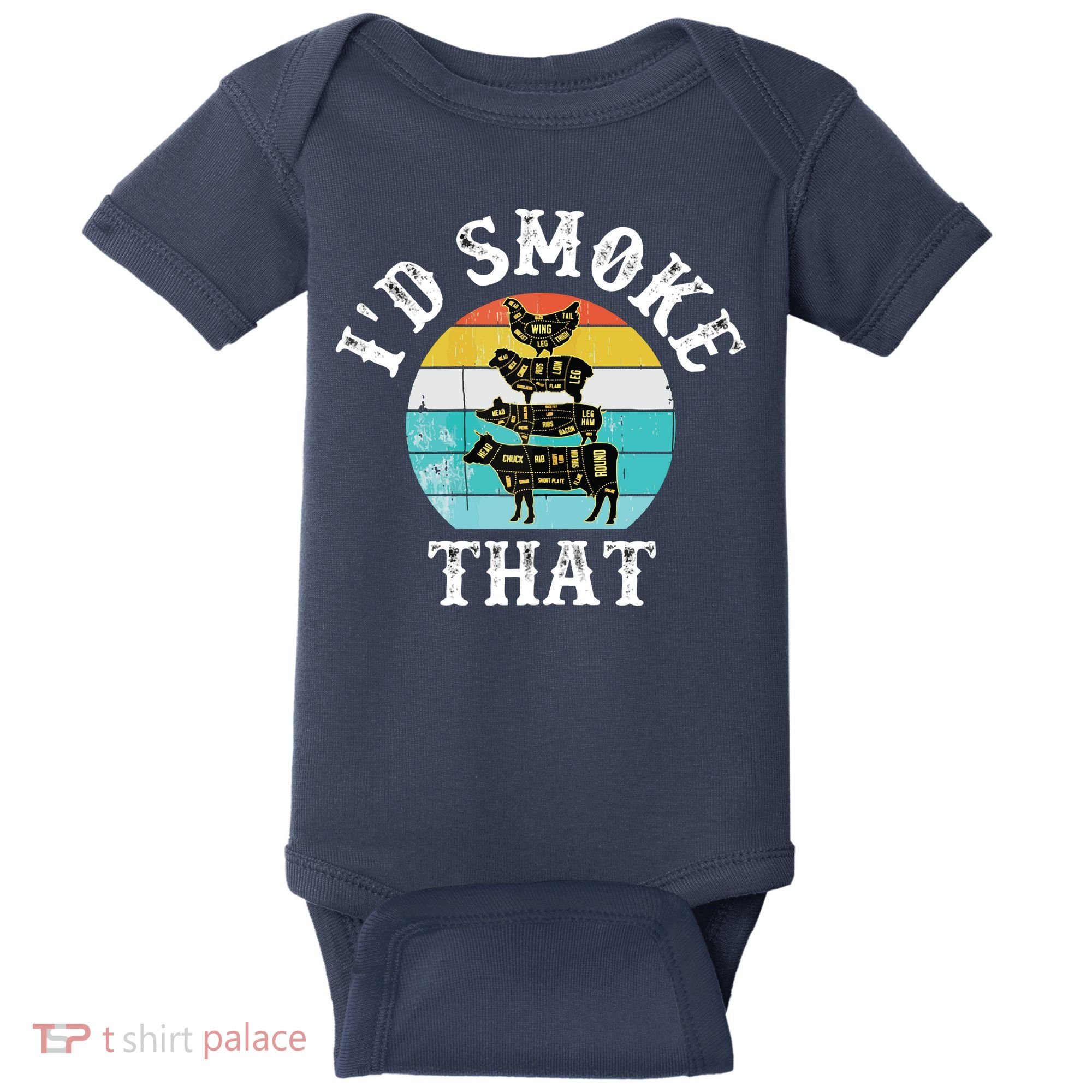 Funny Retro BBQ Party Smoker Chef I'd Smoke That Baby Bodysuit