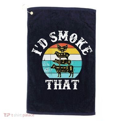 Funny Retro BBQ Party Smoker Chef I'd Smoke That Golf Towel