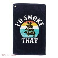 Funny Retro BBQ Party Smoker Chef I'd Smoke That Golf Towel thumb 0