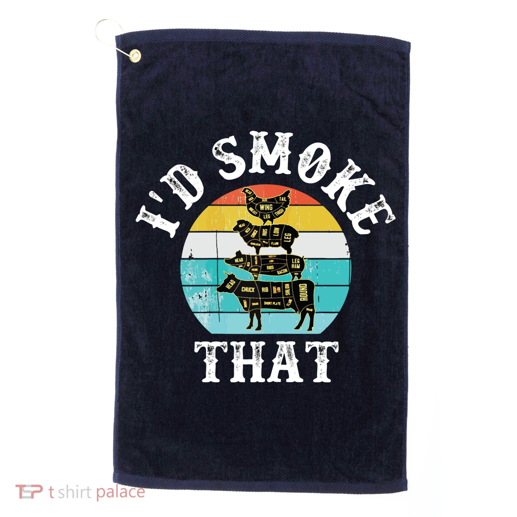 Funny Retro BBQ Party Smoker Chef I'd Smoke That Golf Towel