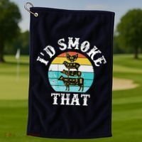 Funny Retro BBQ Party Smoker Chef I'd Smoke That Golf Towel thumb 1