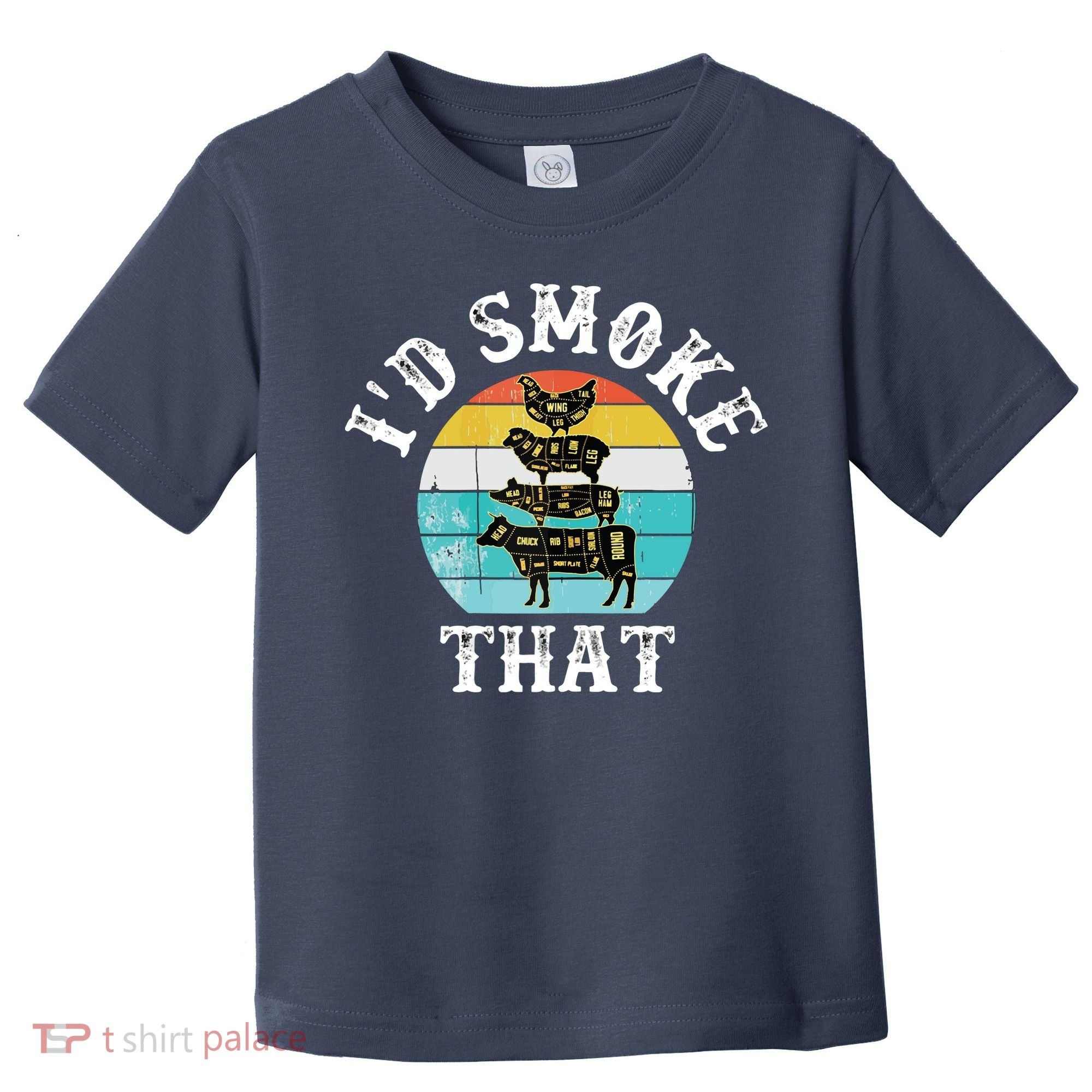 Funny Retro BBQ Party Smoker Chef I'd Smoke That Toddler T-Shirt