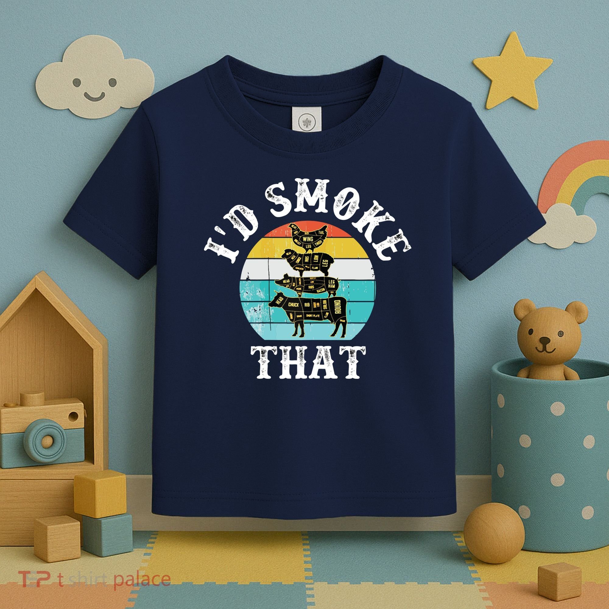 Funny Retro BBQ Party Smoker Chef I'd Smoke That Toddler T-Shirt