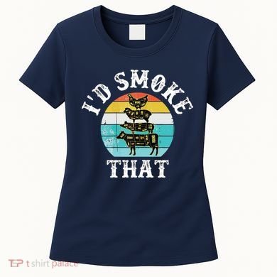 Funny Retro BBQ Party Smoker Chef I'd Smoke That Women's T-Shirt