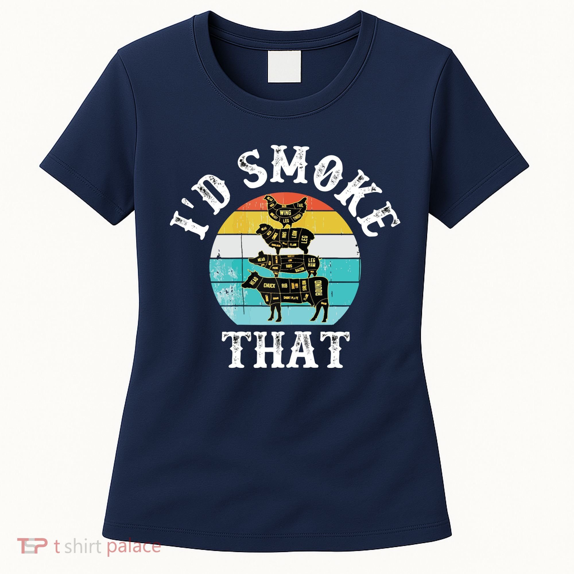 Funny Retro BBQ Party Smoker Chef I'd Smoke That Women's T-Shirt