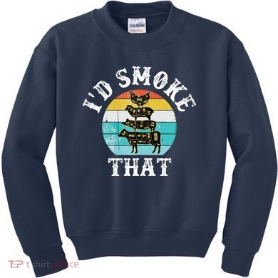 Funny Retro BBQ Party Smoker Chef I'd Smoke That Kids Sweatshirt