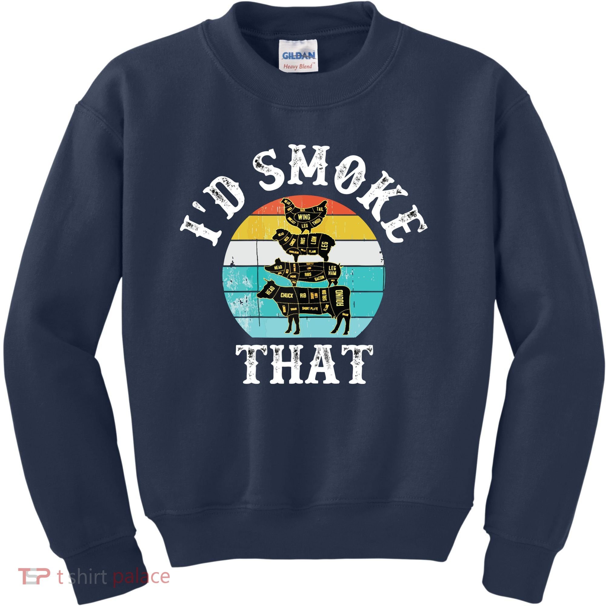 Funny Retro BBQ Party Smoker Chef I'd Smoke That Kids Sweatshirt
