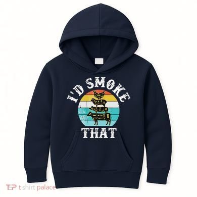 Funny Retro BBQ Party Smoker Chef I'd Smoke That Kids Hoodie