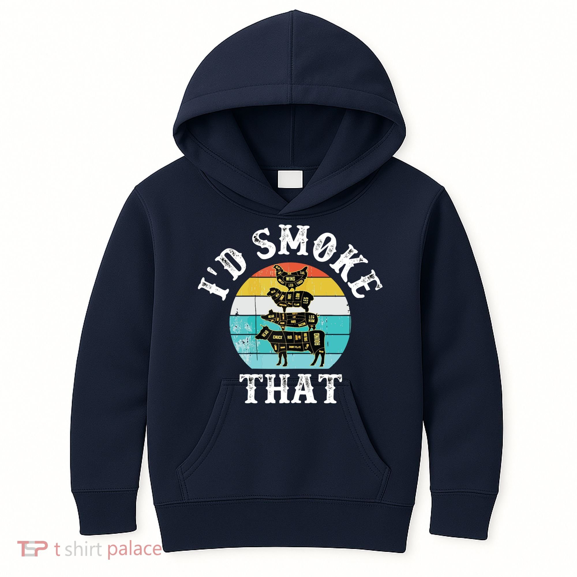 Funny Retro BBQ Party Smoker Chef I'd Smoke That Kids Hoodie
