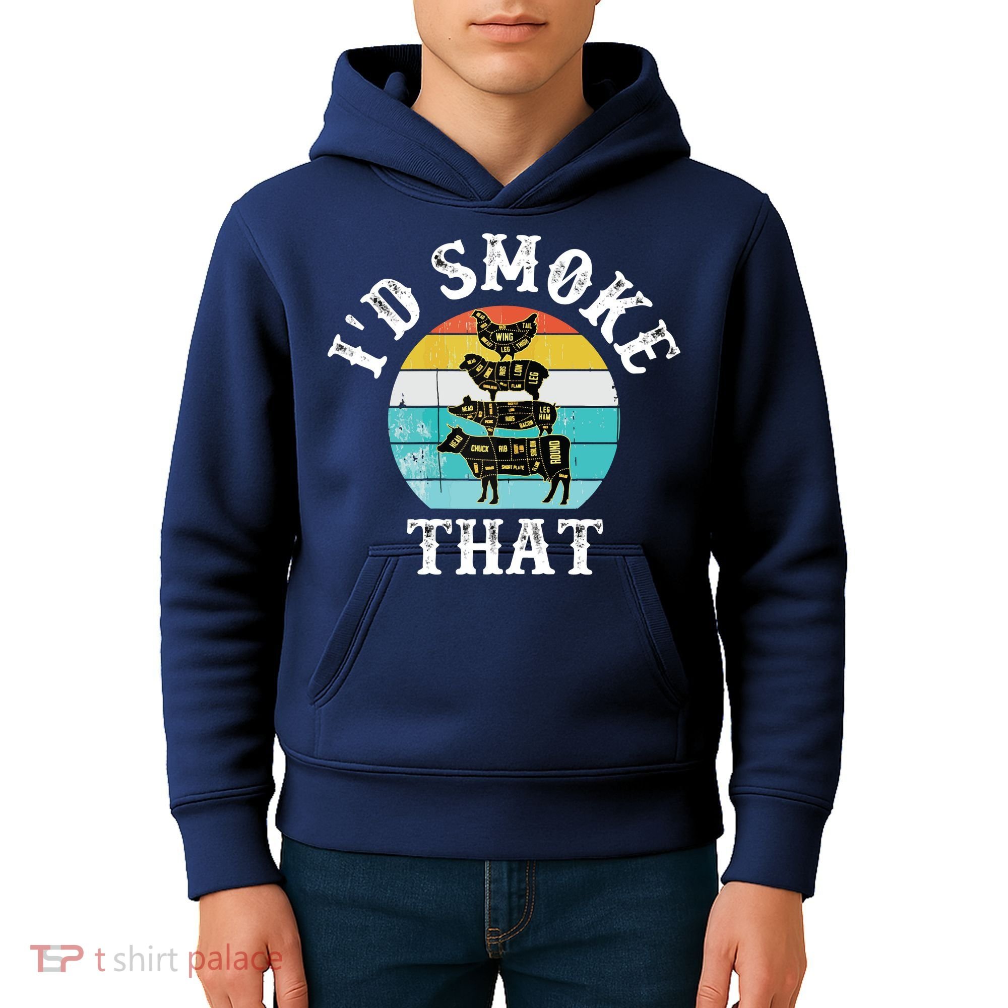 Funny Retro BBQ Party Smoker Chef I'd Smoke That Kids Hoodie