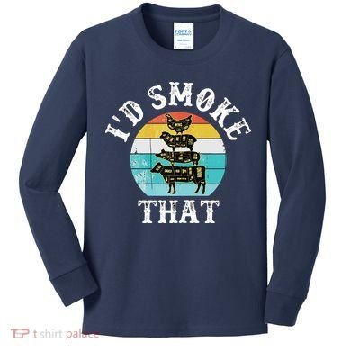 Funny Retro BBQ Party Smoker Chef I'd Smoke That Kids Long Sleeve Shirt