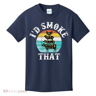 Funny Retro BBQ Party Smoker Chef I'd Smoke That Kids T-Shirt