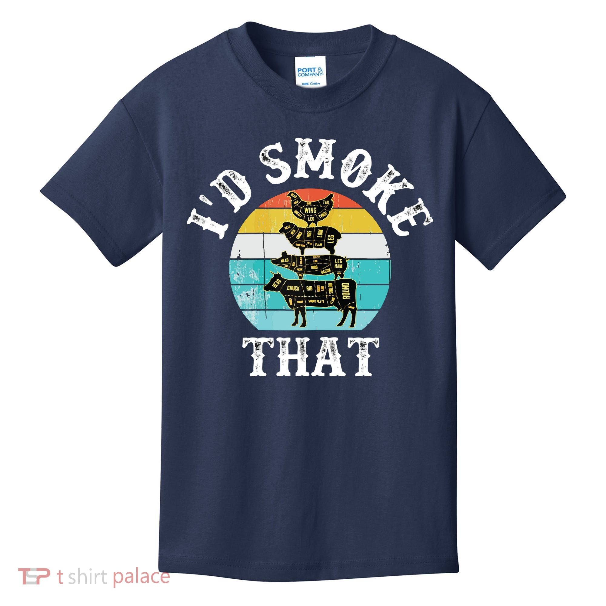 Funny Retro BBQ Party Smoker Chef I'd Smoke That Kids T-Shirt