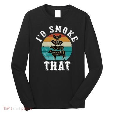 Funny Retro Bbq Party Smoker Chef Dad Gift ID Smoke That Long Sleeve Shirt