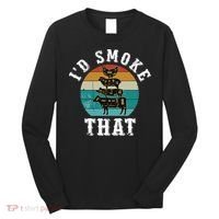 Funny Retro Bbq Party Smoker Chef Dad Gift ID Smoke That Long Sleeve Shirt thumb 0