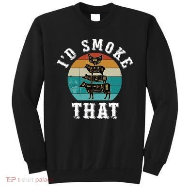 Funny Retro Bbq Party Smoker Chef Dad Gift ID Smoke That Sweatshirt