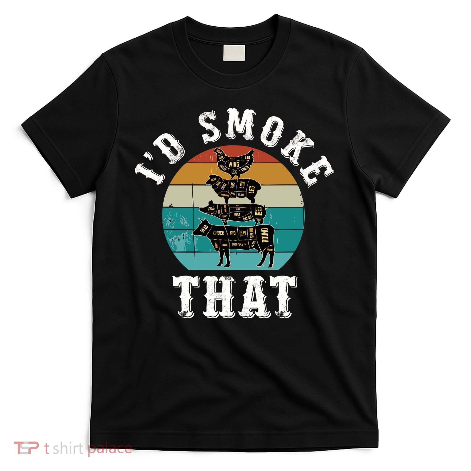 Funny Retro Bbq Party Smoker Chef Dad Gift ID Smoke That T-Shirt