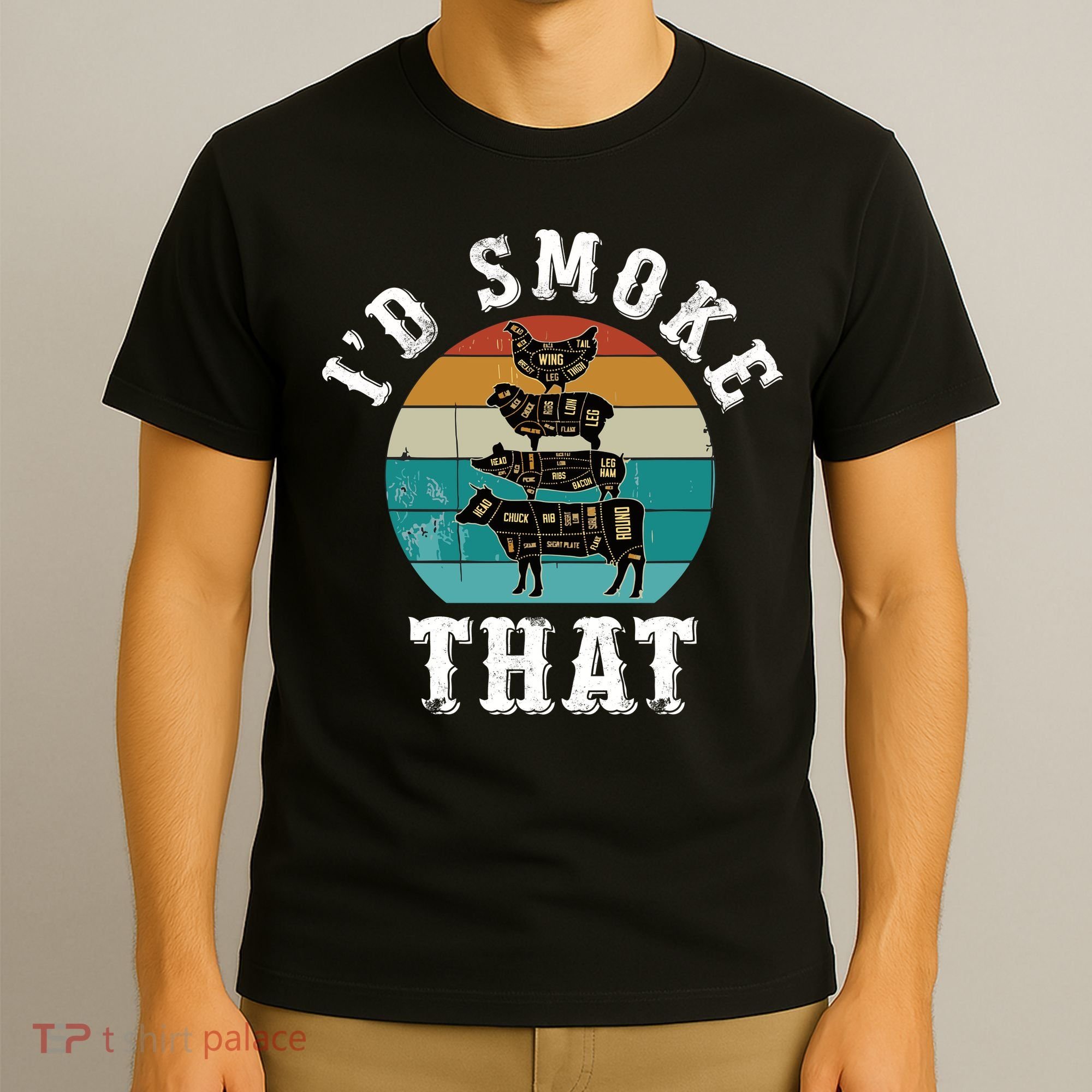 Funny Retro Bbq Party Smoker Chef Dad Gift ID Smoke That T-Shirt