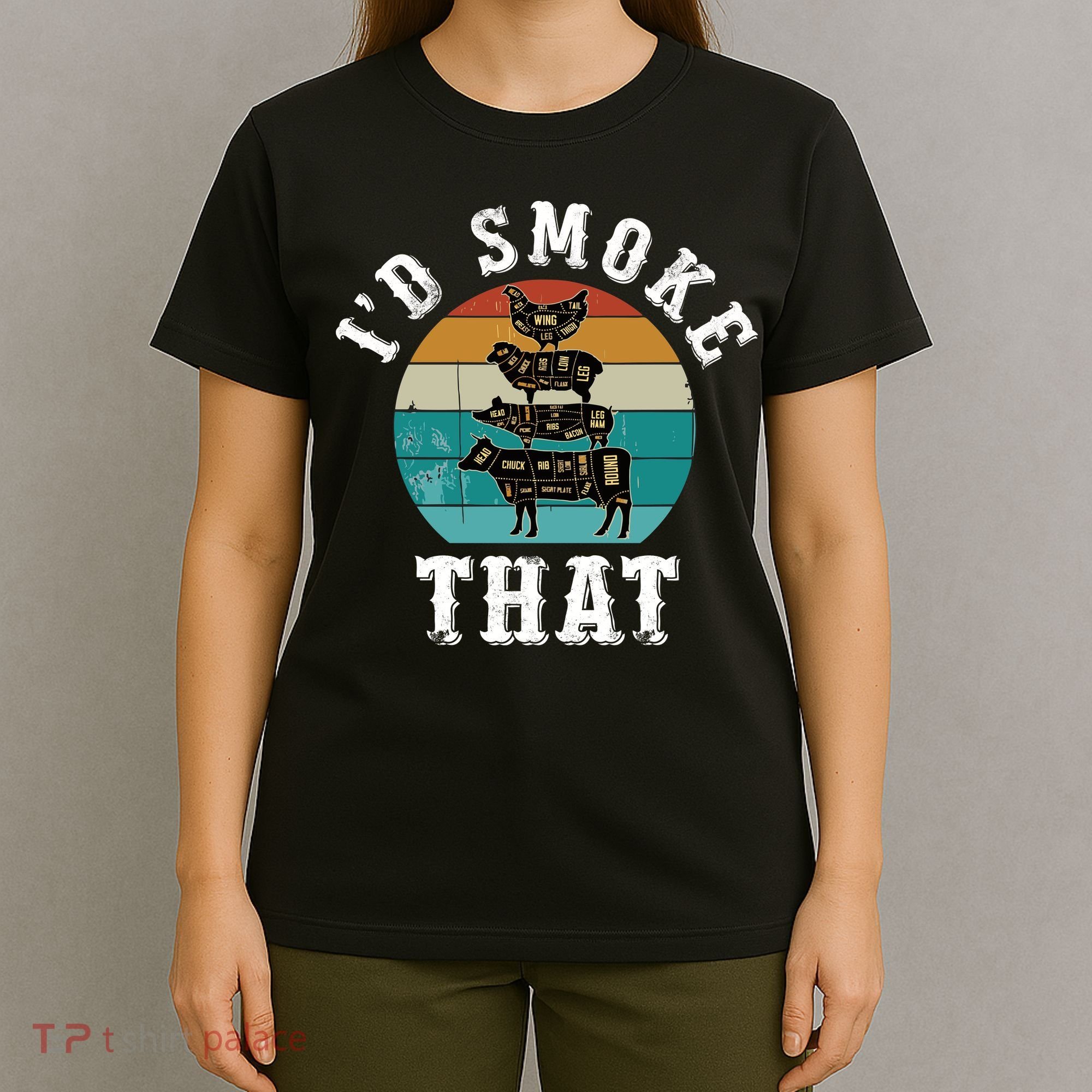 Funny Retro Bbq Party Smoker Chef Dad Gift ID Smoke That T-Shirt