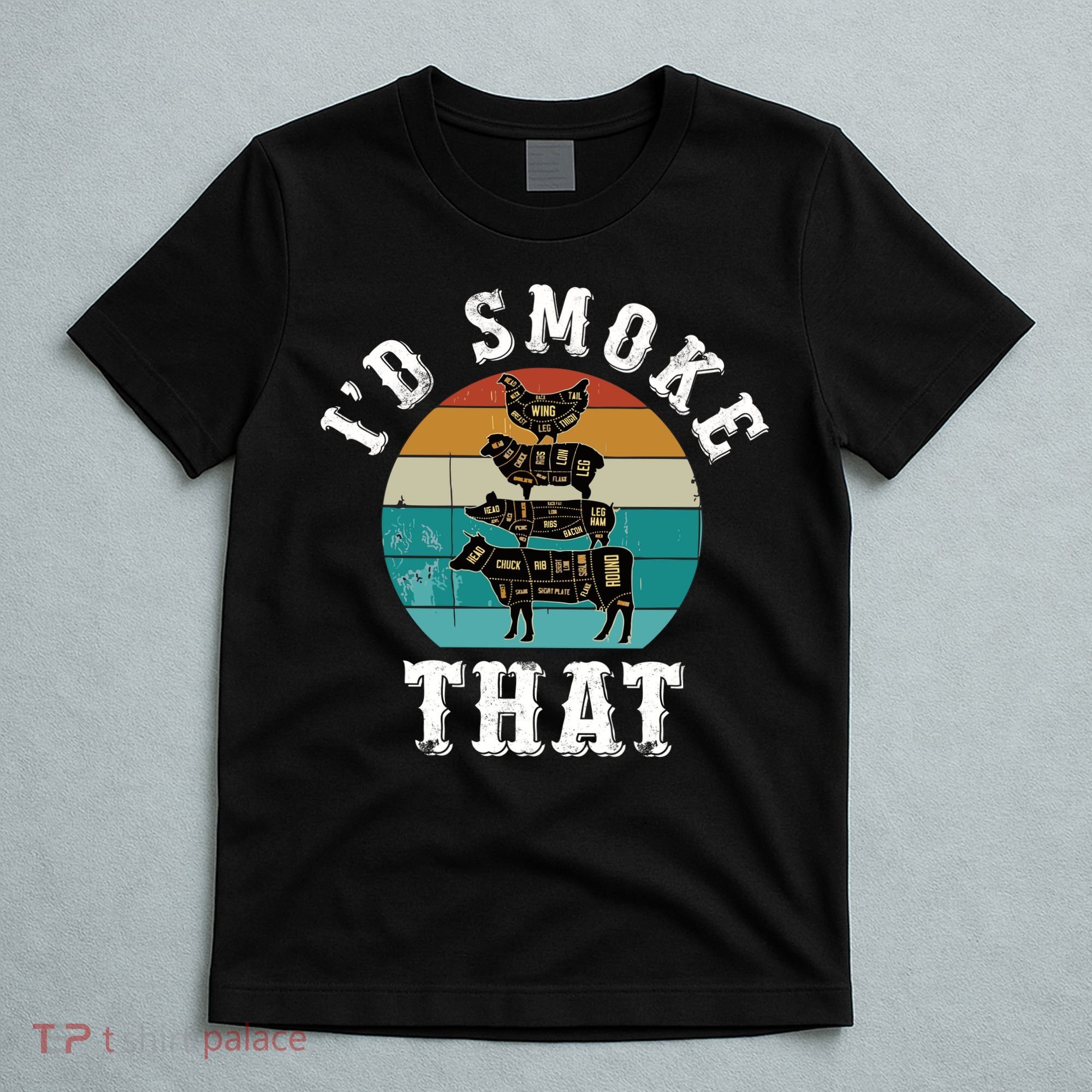 Funny Retro Bbq Party Smoker Chef Dad Gift ID Smoke That T-Shirt