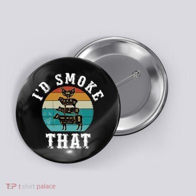 Funny Retro Bbq Party Smoker Chef Dad Gift ID Smoke That Button